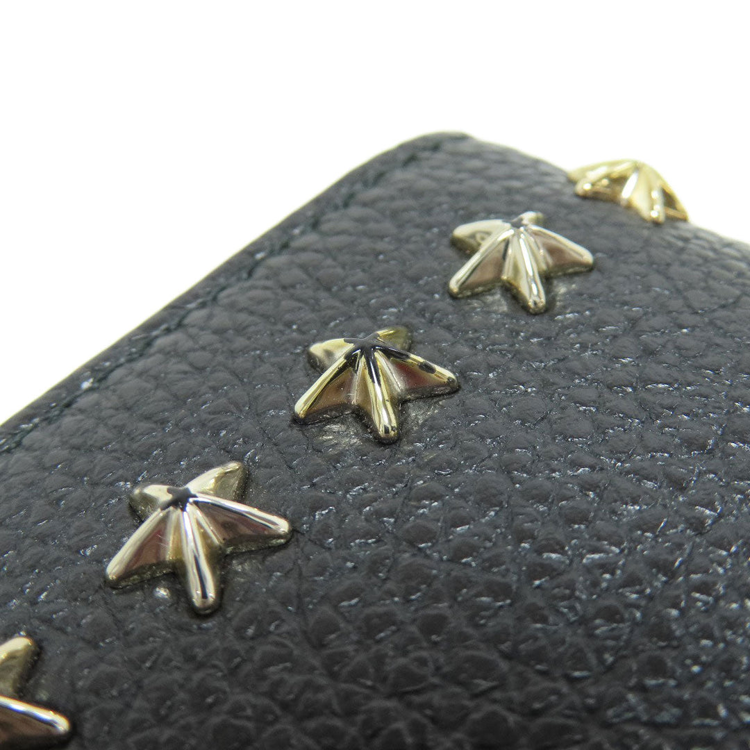 JIMMY CHOO Bifold Wallet leather black Star motif Women Used Authentic