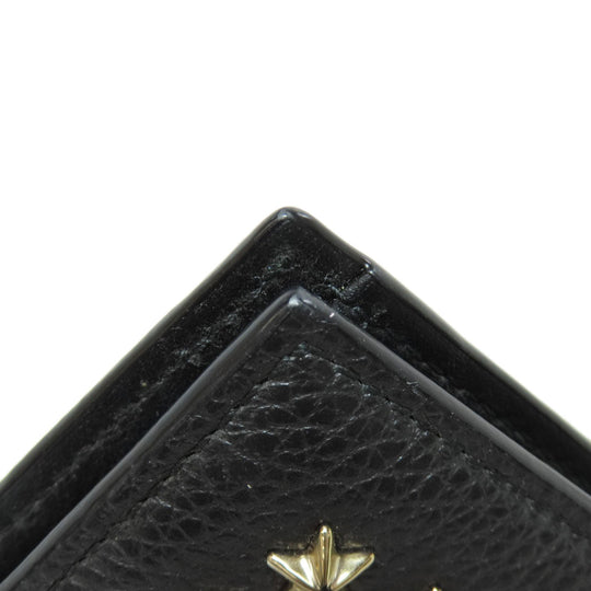 JIMMY CHOO Bifold Wallet leather black Star motif Women Used Authentic