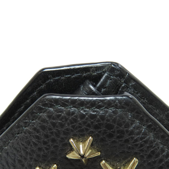 JIMMY CHOO Bifold Wallet leather black Star motif Women Used Authentic