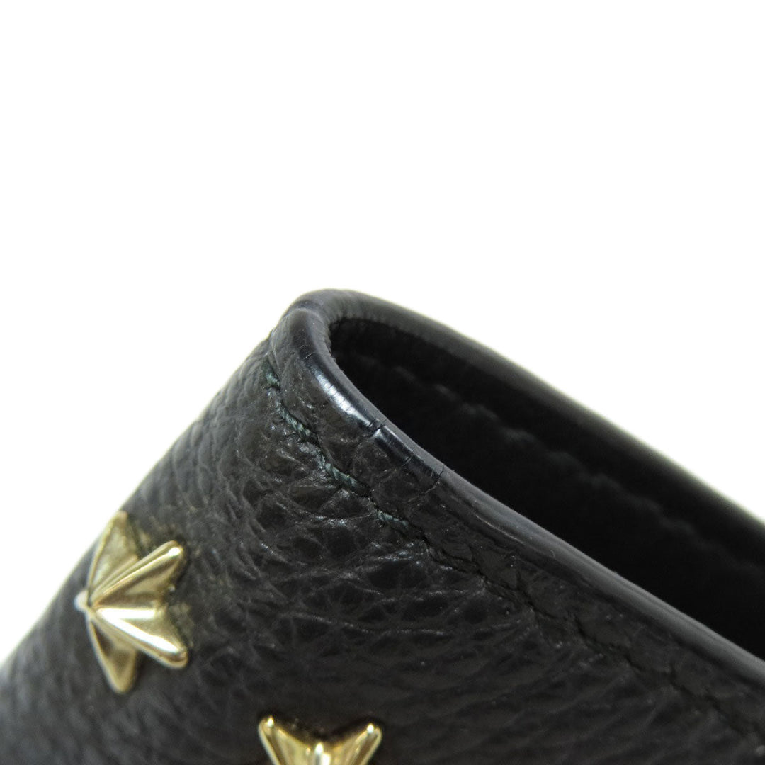 JIMMY CHOO Bifold Wallet leather black Star motif Women Used Authentic