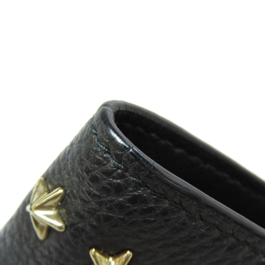 JIMMY CHOO Bifold Wallet leather black Star motif Women Used Authentic