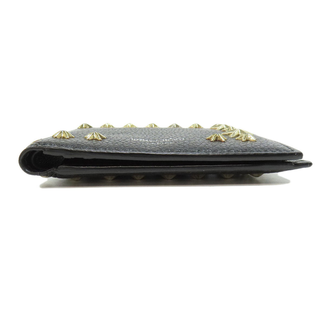 JIMMY CHOO Bifold Wallet leather black Star motif Women Used Authentic