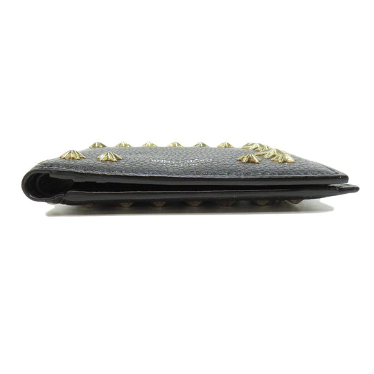 JIMMY CHOO Bifold Wallet leather black Star motif Women Used Authentic