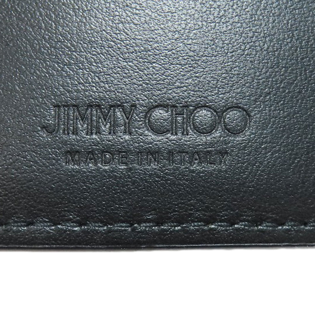 JIMMY CHOO Bifold Wallet leather black Star motif Women Used Authentic