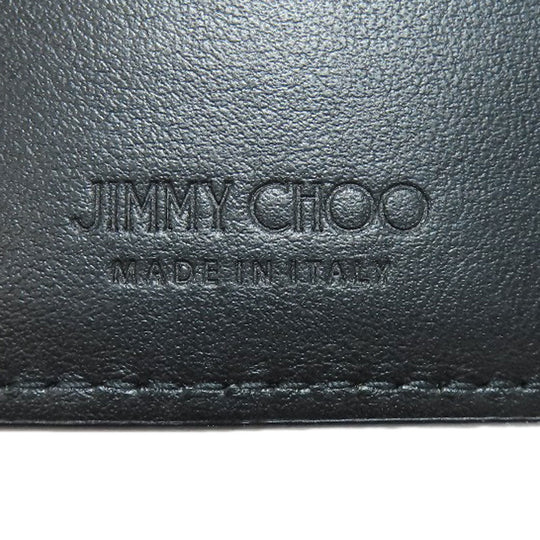 JIMMY CHOO Bifold Wallet leather black Star motif Women Used Authentic