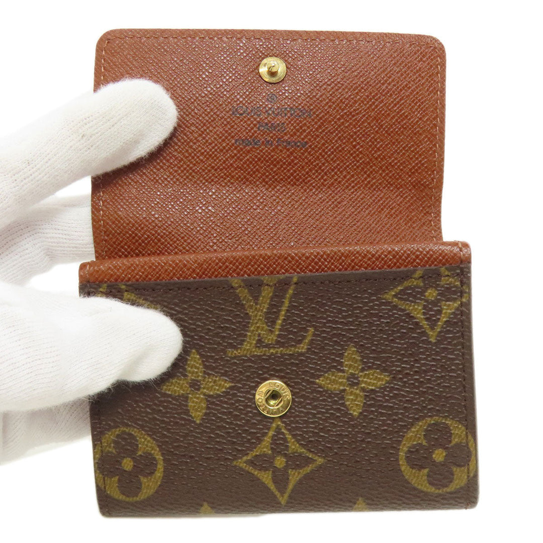 LOUIS VUITTON Coin case M61930 Monogram canvas Brown Portonet Plat Women Used Authentic