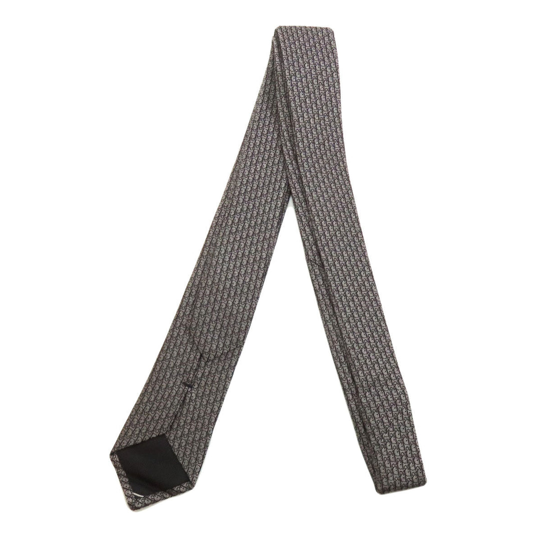 Christian Dior tie silk gray logo mens Used Authentic