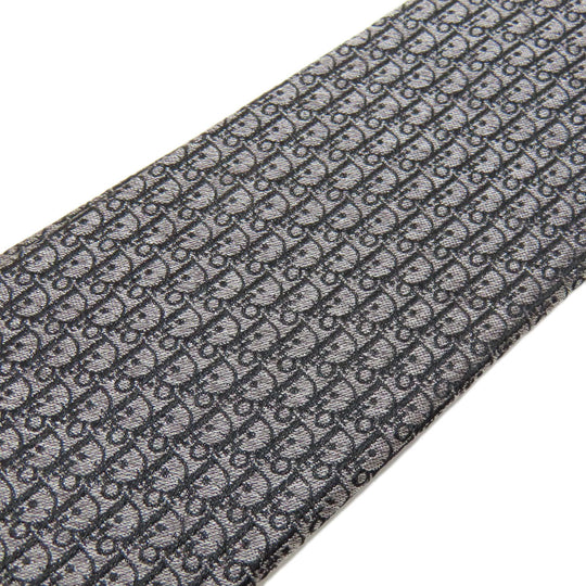 Christian Dior tie silk gray logo mens Used Authentic