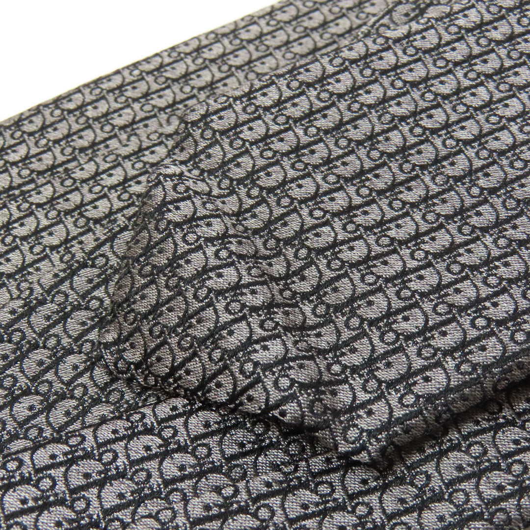 Christian Dior tie silk gray logo mens Used Authentic