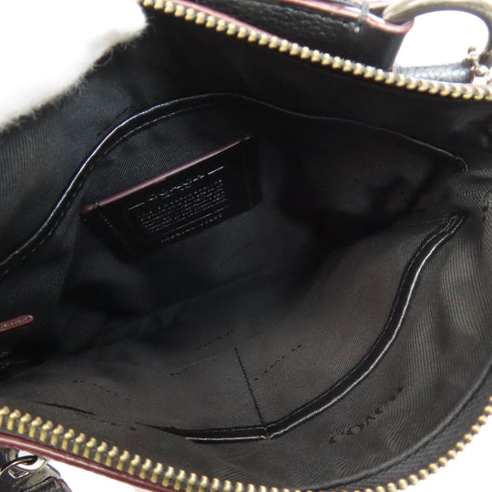 COACH Shoulder Bag 88255 leather black logo Women Used Authentic