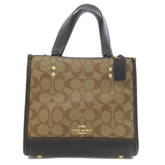 COACH Handbag C6918 PVC, Leather Brown Signature Women Used Authentic