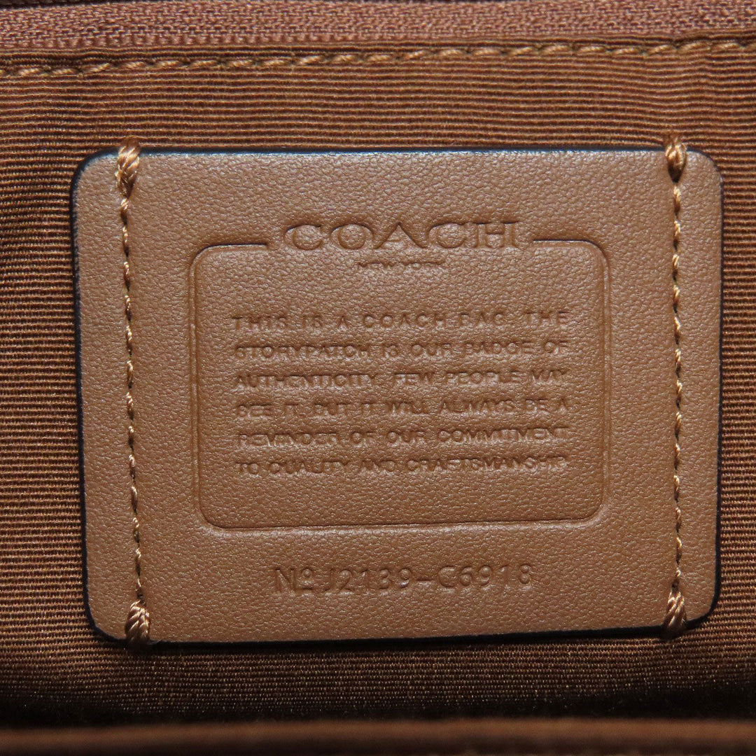 COACH Handbag C6918 PVC, Leather Brown Signature Women Used Authentic