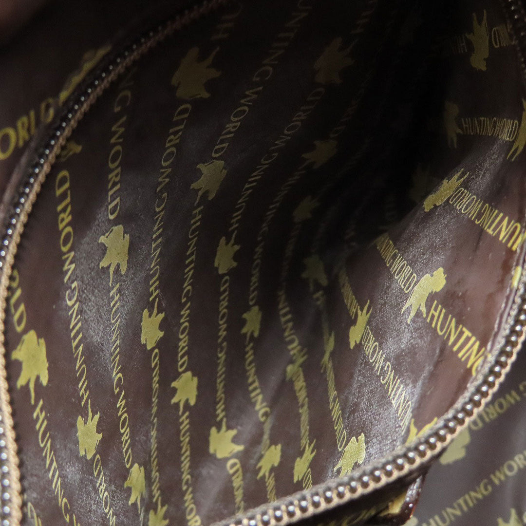 HUNTING WORLD Tote Bag canvas green logo Women Used Authentic
