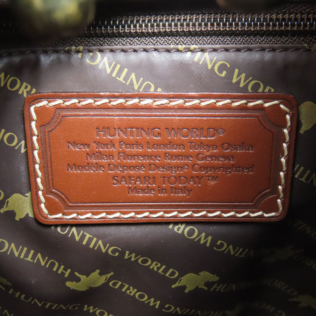HUNTING WORLD Tote Bag canvas green logo Women Used Authentic