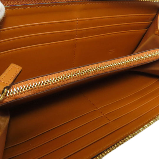 MCM Long Wallet Purse PVC Brown Zip Around Women Used Authentic