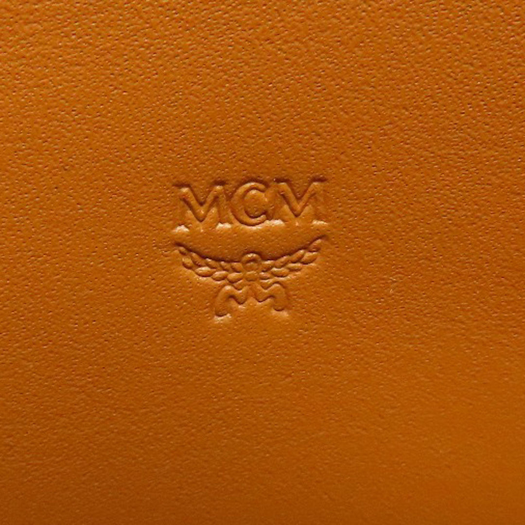 MCM Long Wallet Purse PVC Brown Zip Around Women Used Authentic