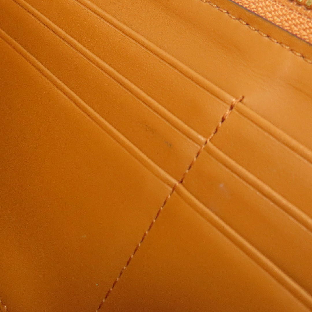 MCM Long Wallet Purse PVC Brown Zip Around Women Used Authentic