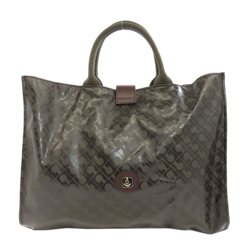 GHERARDINI Handbag Polyester, polyurethane coating Brown Logo motif softy Women Used Authentic