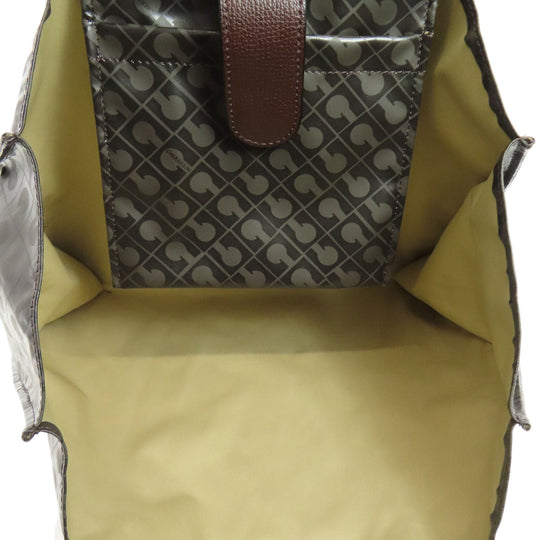 GHERARDINI Handbag Polyester, polyurethane coating Brown Logo motif softy Women Used Authentic
