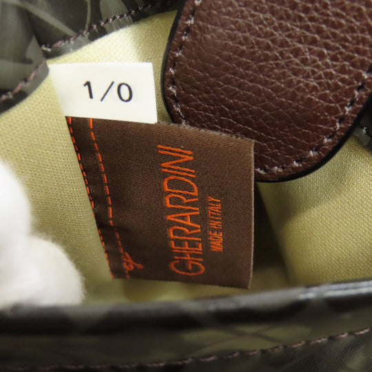 GHERARDINI Handbag Polyester, polyurethane coating Brown Logo motif softy Women Used Authentic