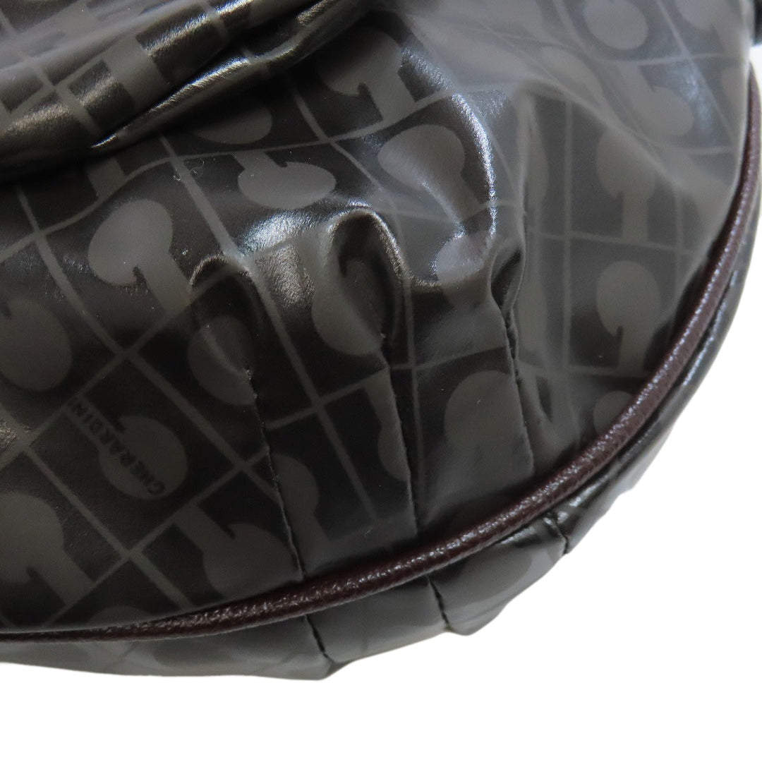 GHERARDINI Shoulder Bag Polyester, polyurethane coating Brown Logo motif softy Women Used Authentic
