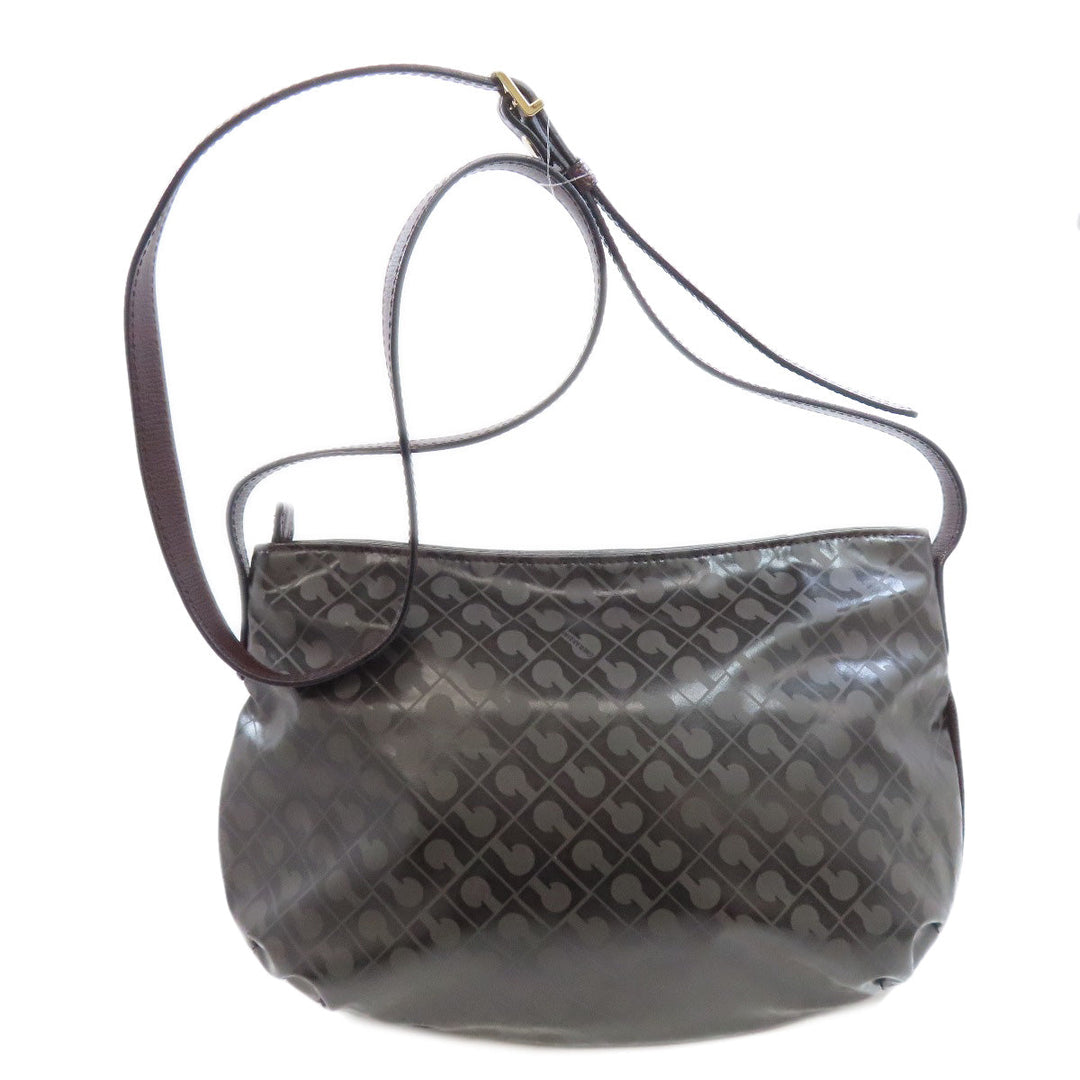 GHERARDINI Shoulder Bag Polyester, polyurethane coating Brown Logo motif softy Women Used Authentic