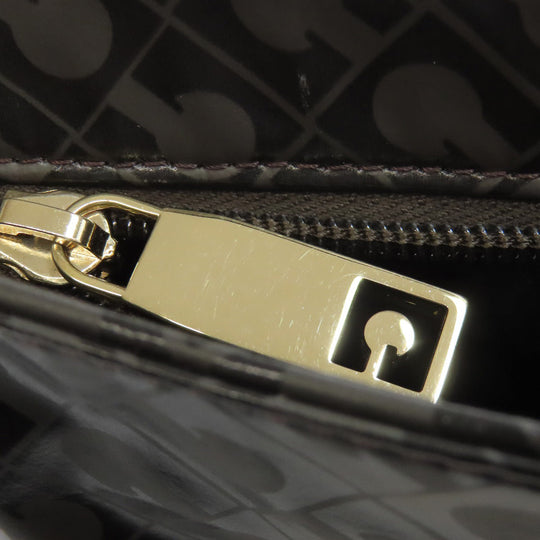 GHERARDINI Shoulder Bag Polyester, polyurethane coating Brown Logo motif softy Women Used Authentic