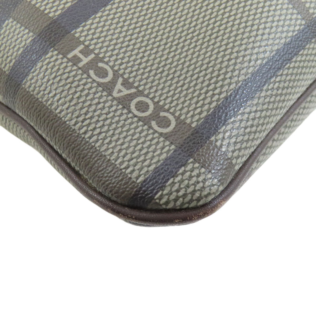 COACH Shoulder Bag F70751 Leather, PVC Brown Check Pattern Women Used Authentic