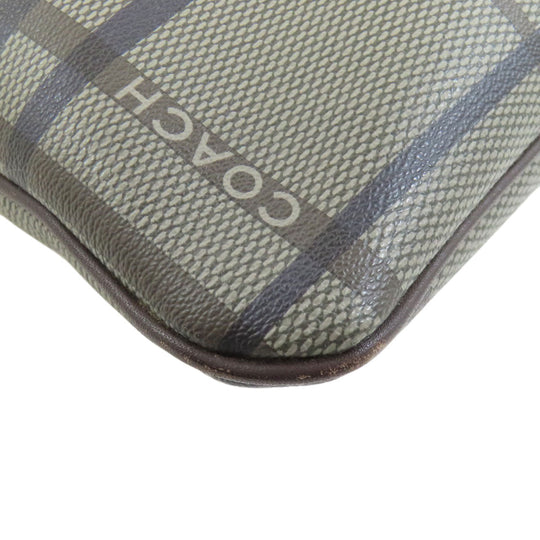 COACH Shoulder Bag F70751 Leather, PVC Brown Check Pattern Women Used Authentic