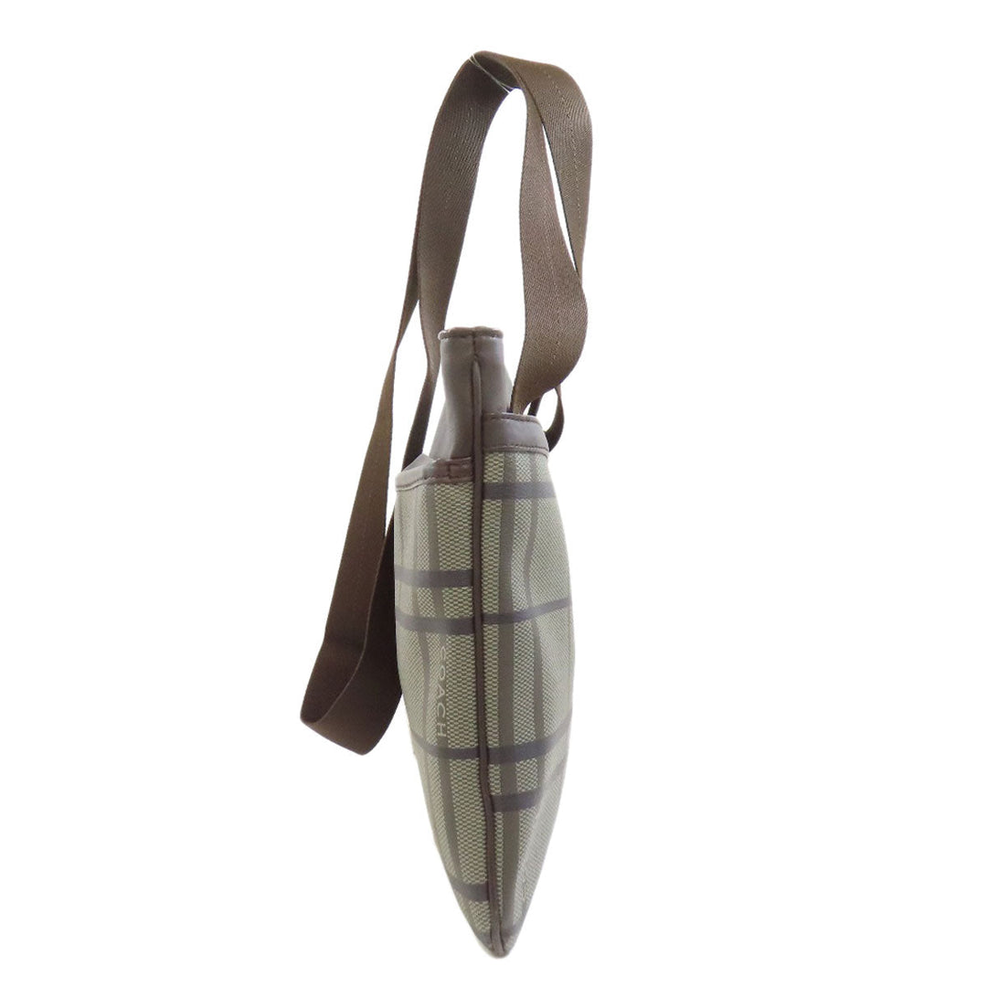 COACH Shoulder Bag F70751 Leather, PVC Brown Check Pattern Women Used Authentic