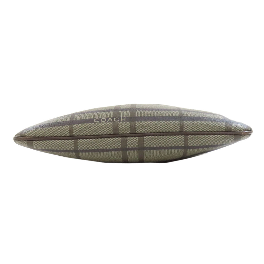 COACH Shoulder Bag F70751 Leather, PVC Brown Check Pattern Women Used Authentic