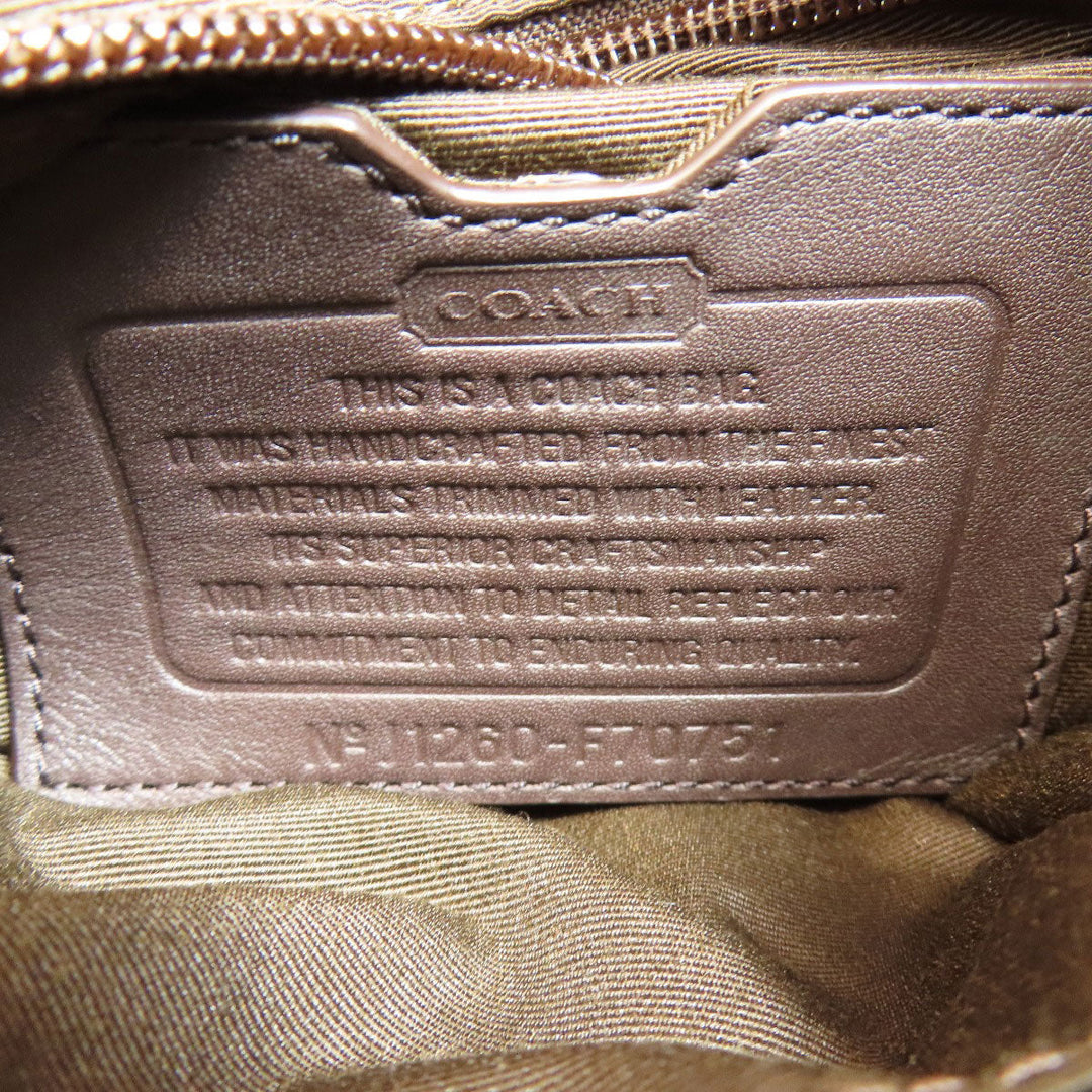 COACH Shoulder Bag F70751 Leather, PVC Brown Check Pattern Women Used Authentic