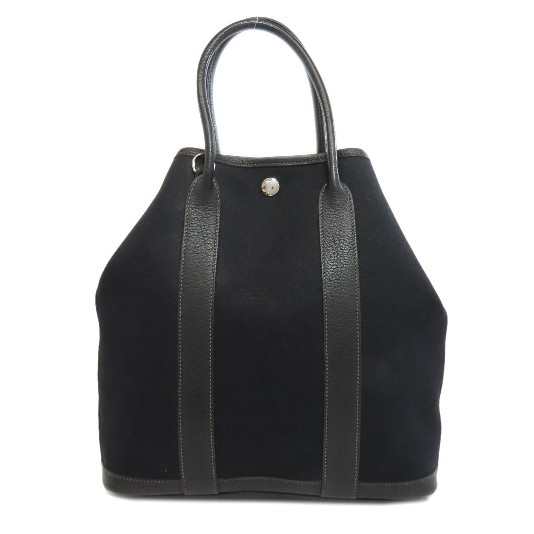 HERMES Tote Bag Towar Officche black Garden File SilverMetal