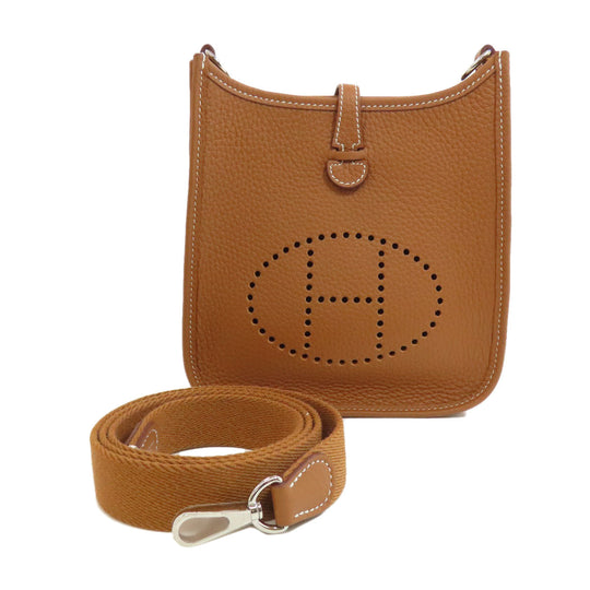 HERMES Shoulder Bag Togo Brown Evelyn TPM SilverMetal Women Used Authentic