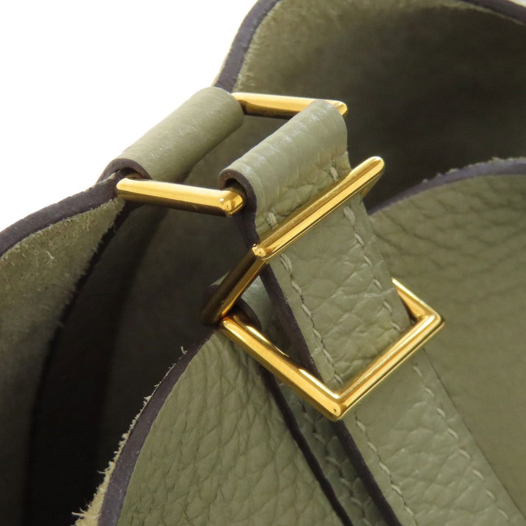 HERMES Handbag Taurillon Clemence green Picotin Lock PM Gold Metal Women Used Authentic