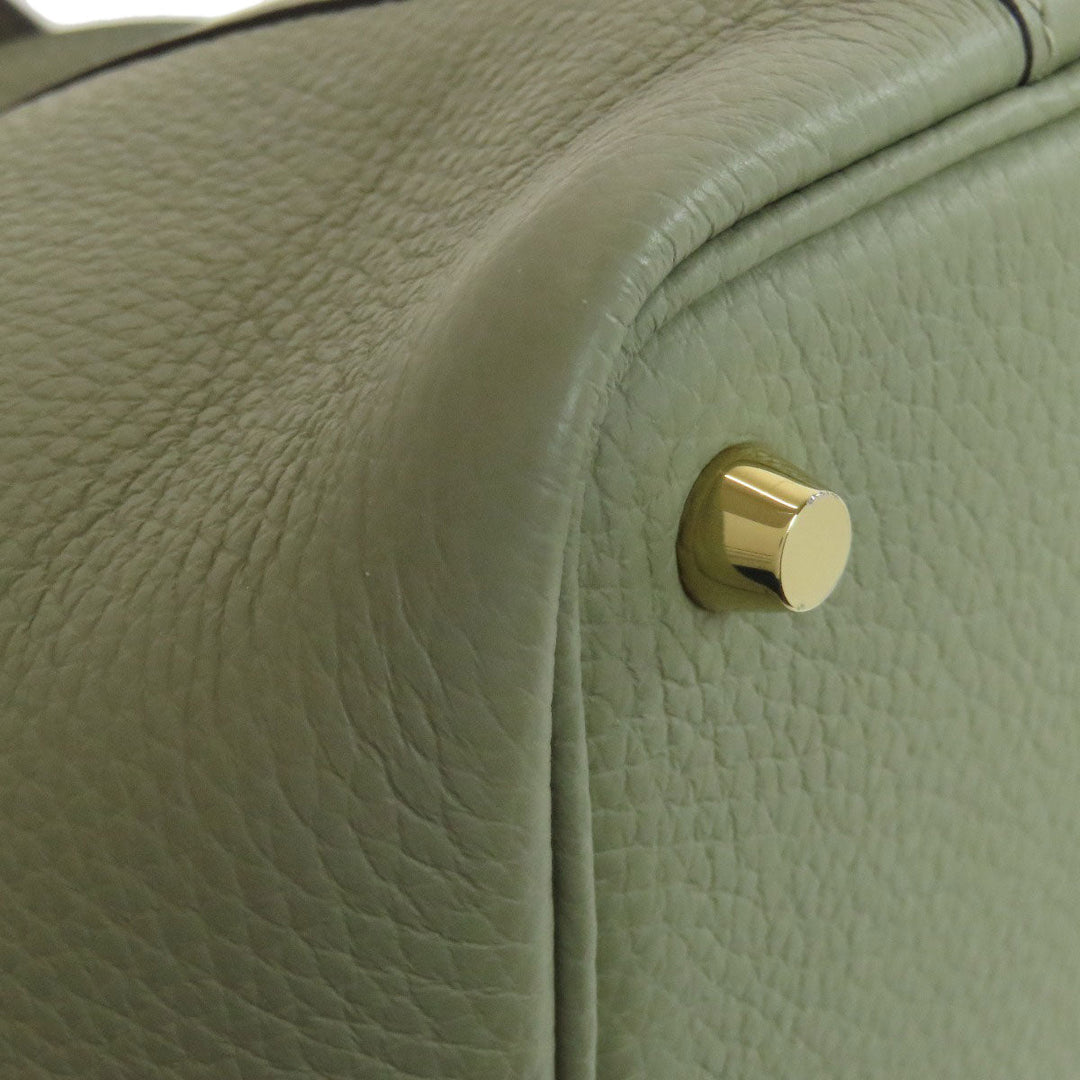 HERMES Handbag Taurillon Clemence green Picotin Lock PM Gold Metal Women Used Authentic