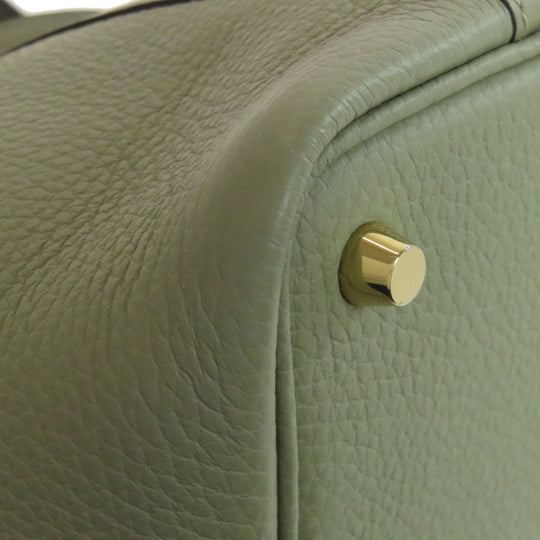 HERMES Handbag Taurillon Clemence green Picotin Lock PM Gold Metal Women Used Authentic