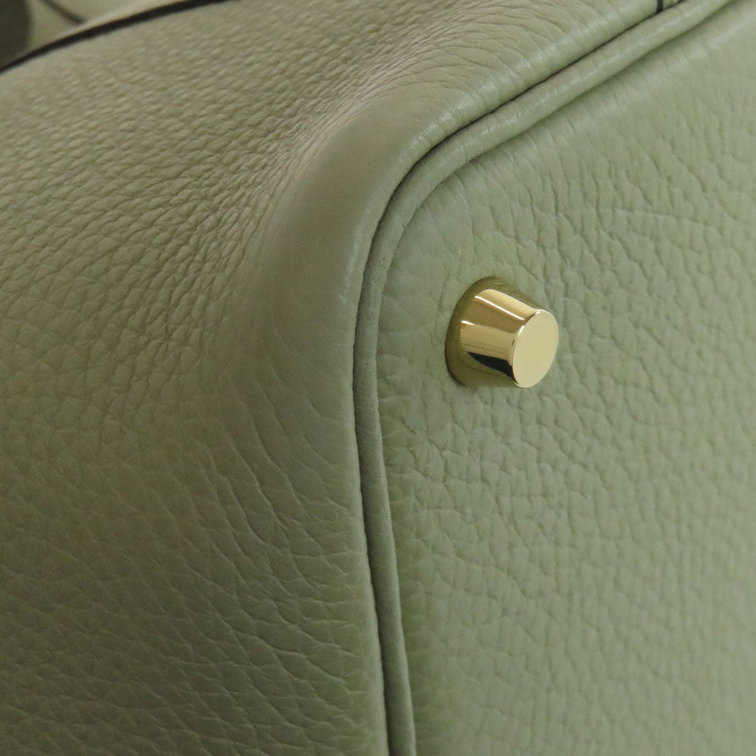 HERMES Handbag Taurillon Clemence green Picotin Lock PM Gold Metal Women Used Authentic