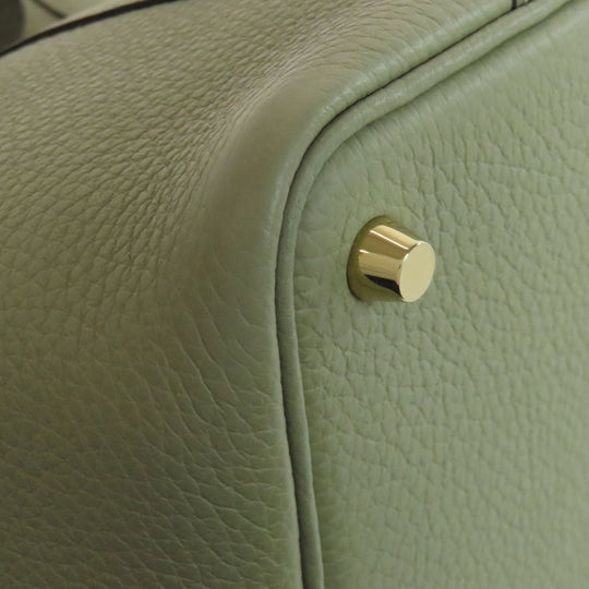 HERMES Handbag Taurillon Clemence green Picotin Lock PM Gold Metal Women Used Authentic