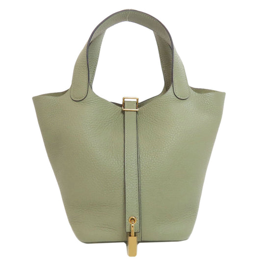 HERMES Handbag Taurillon Clemence green Picotin Lock PM Gold Metal Women Used Authentic