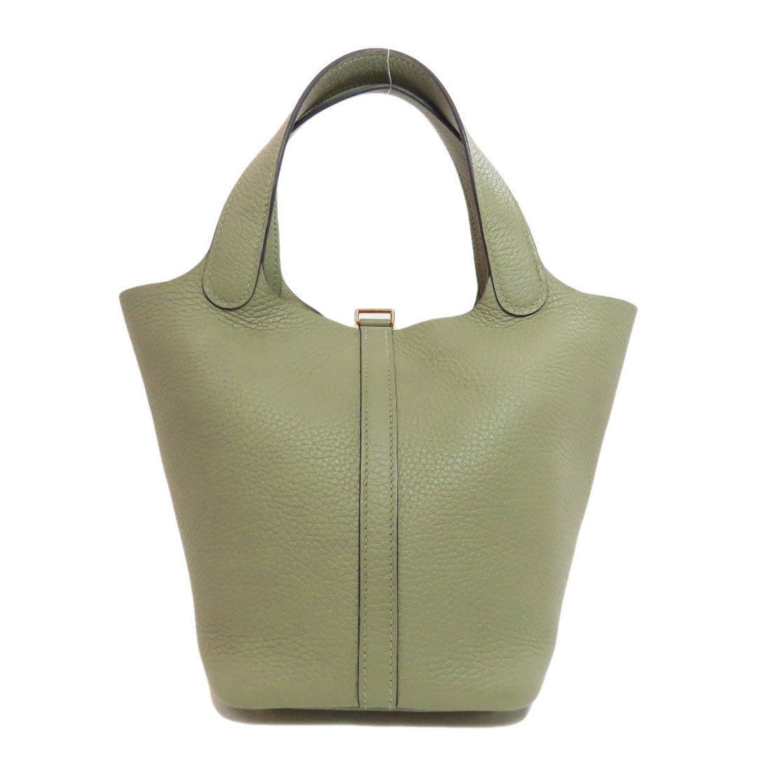 HERMES Handbag Taurillon Clemence green Picotin Lock PM Gold Metal Women Used Authentic