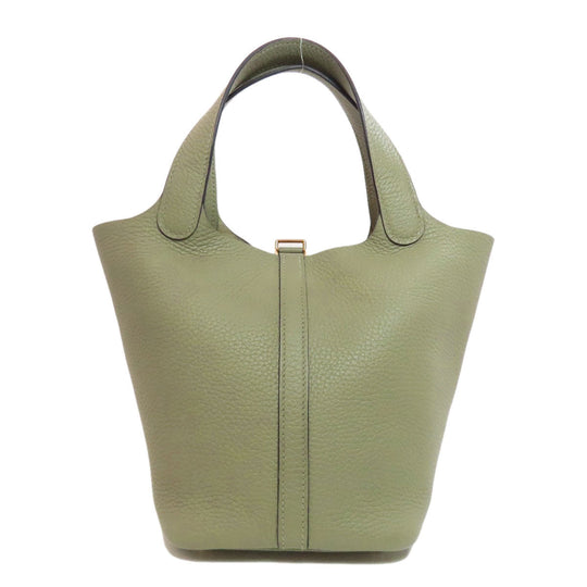 HERMES Handbag Taurillon Clemence green Picotin Lock PM Gold Metal Women Used Authentic