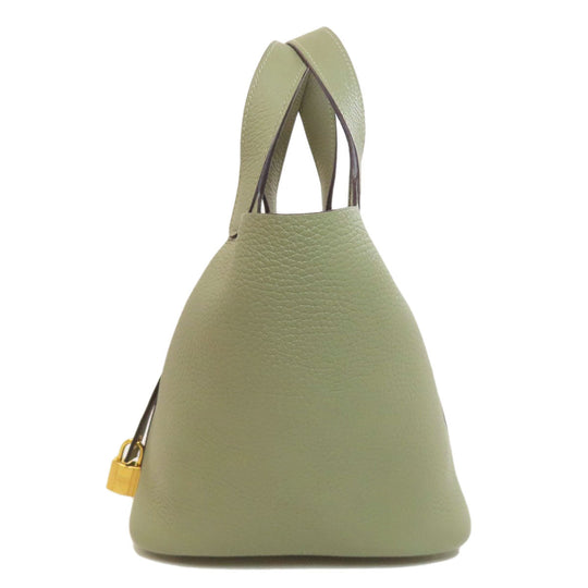 HERMES Handbag Taurillon Clemence green Picotin Lock PM Gold Metal Women Used Authentic
