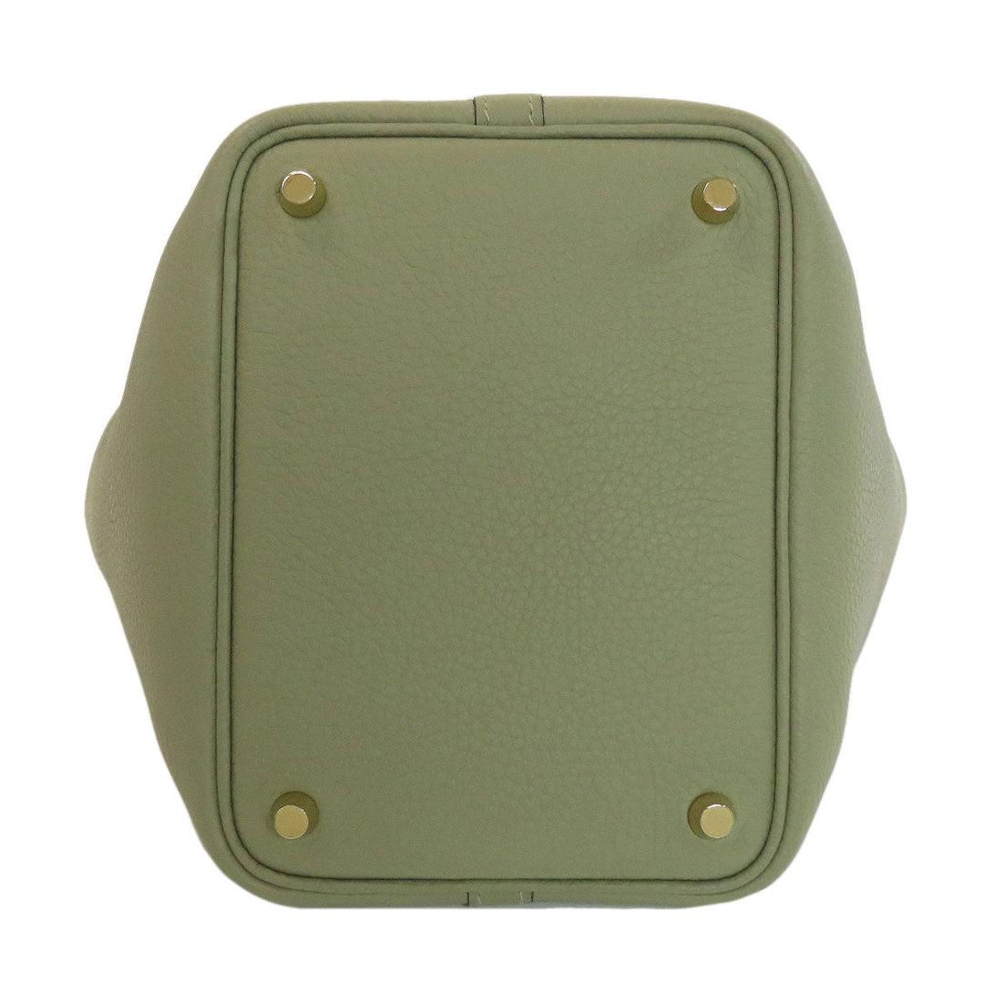 HERMES Handbag Taurillon Clemence green Picotin Lock PM Gold Metal Women Used Authentic
