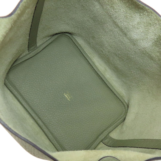 HERMES Handbag Taurillon Clemence green Picotin Lock PM Gold Metal Women Used Authentic