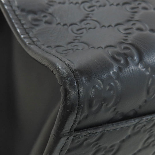 GUCCI Tote Bag 246410 Calfskin black GG Signature Shima Women Used Authentic