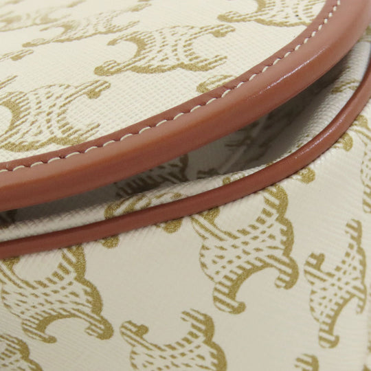 CELINE Shoulder Bag Calfskin white Macadam Pattern