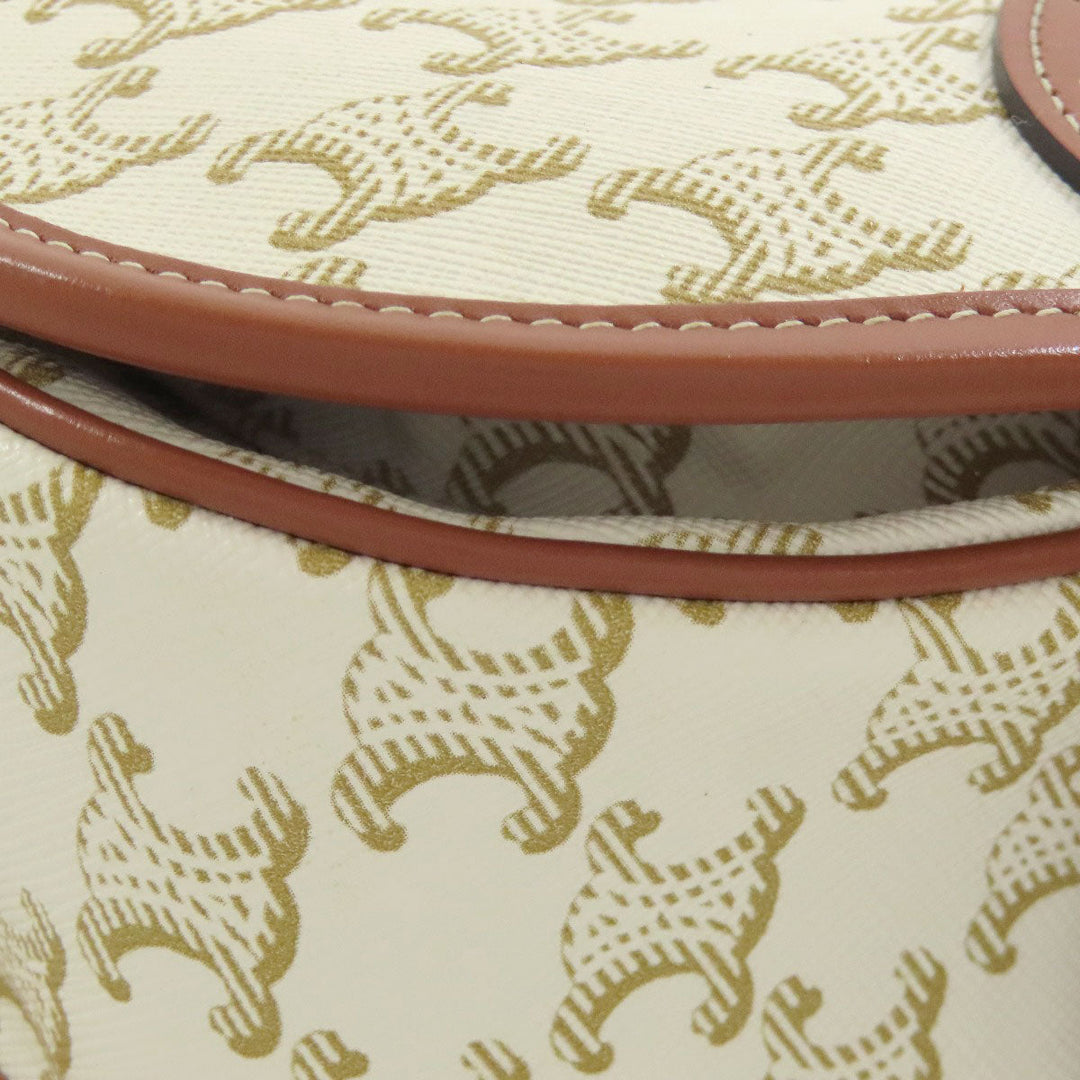 CELINE Shoulder Bag Calfskin white Macadam Pattern