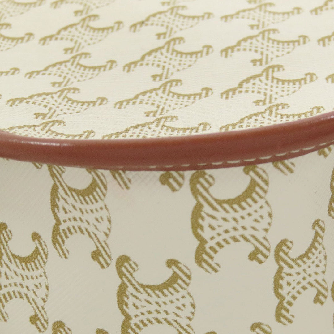 CELINE Shoulder Bag Calfskin white Macadam Pattern