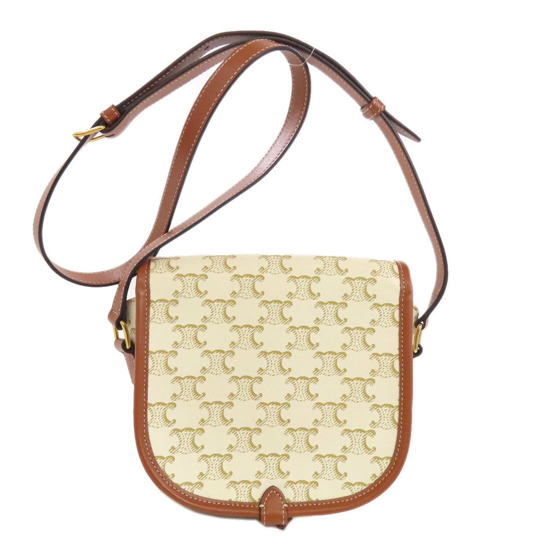 CELINE Shoulder Bag Calfskin white Macadam Pattern